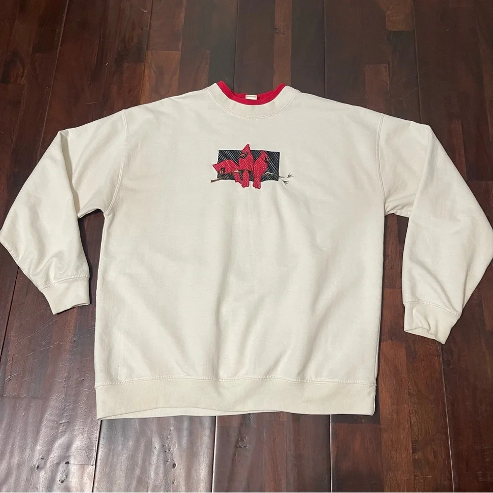 Vintage M&C Sportswear Double Collar Crewneck Sweater Women’s Large Red Birds